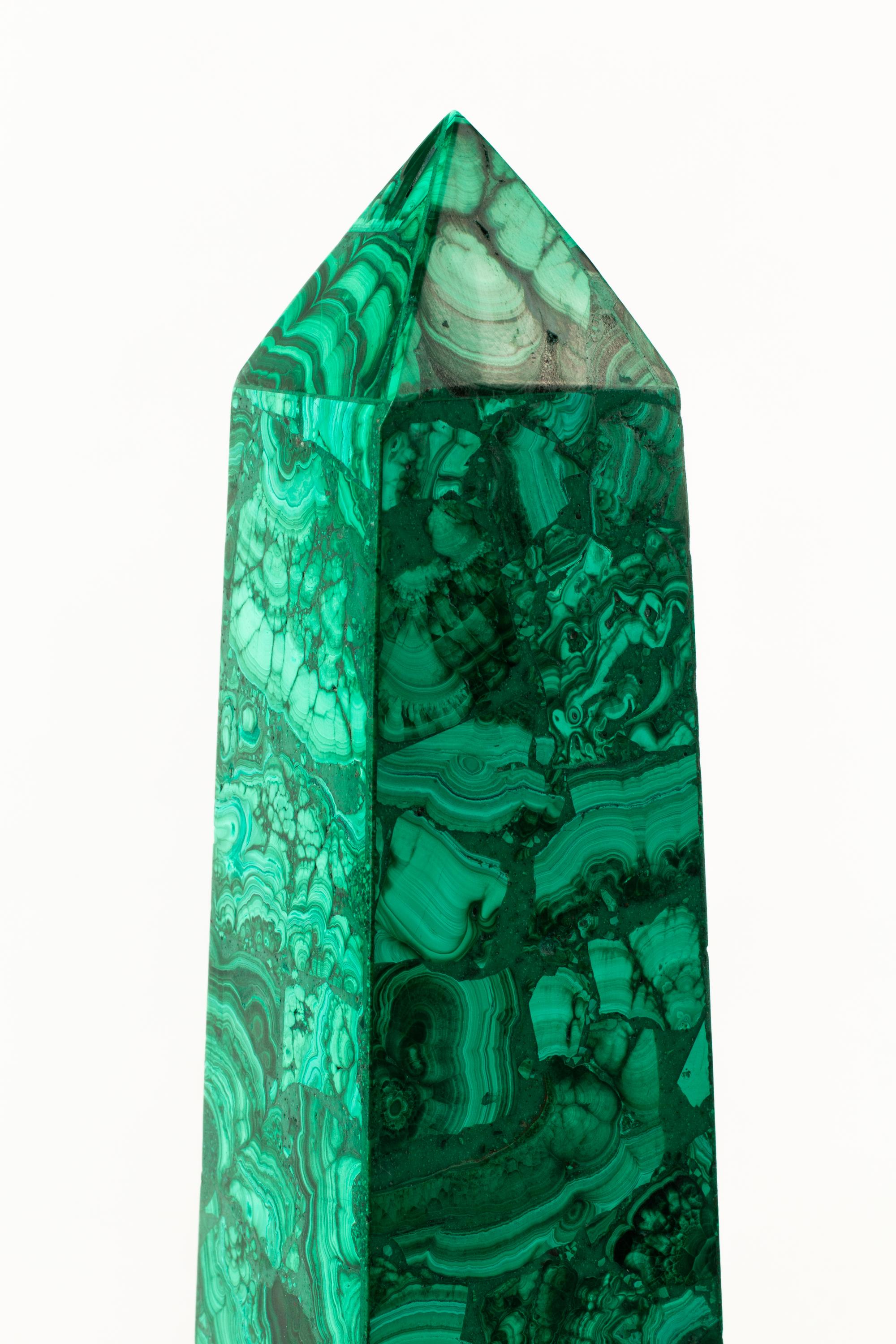 A Pair of Large Malachite Obelisks