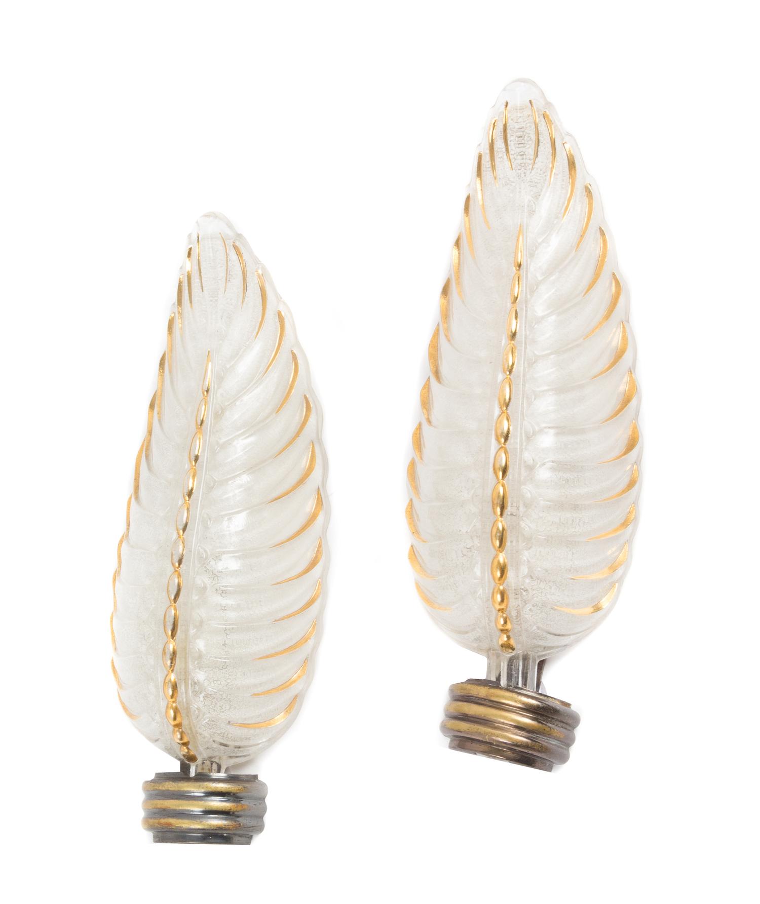 Art Deco, FRANCE, 1930s, a pair of Art Deco foliate sconces