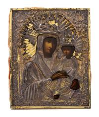A Russian Silver Oklad Icon Height 5 x width 7 3/4 inches. — 19TH/20TH CENTURY
