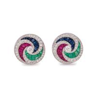 MULTIGEM AND DIAMOND STUD EARRINGS