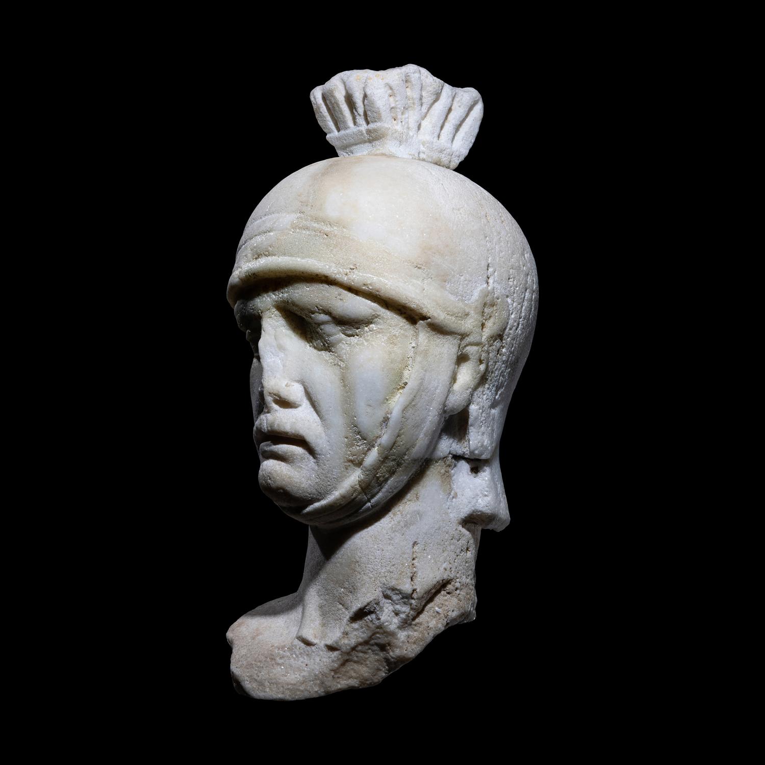 A Roman Marble Head of a Soldier