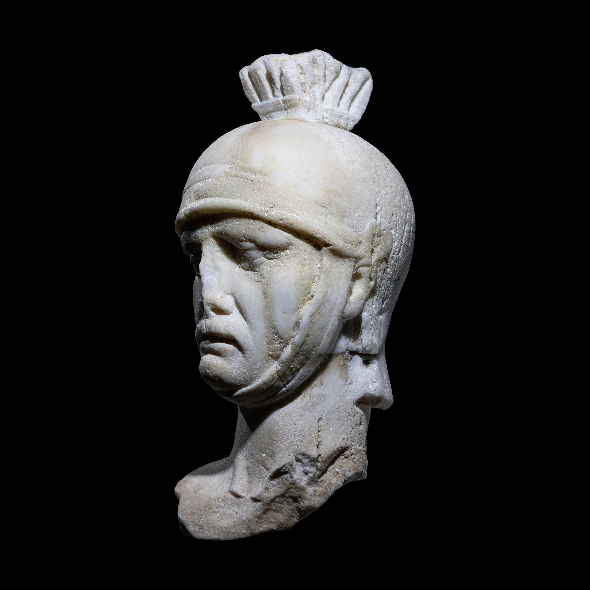 A Roman Marble Head of a Soldier