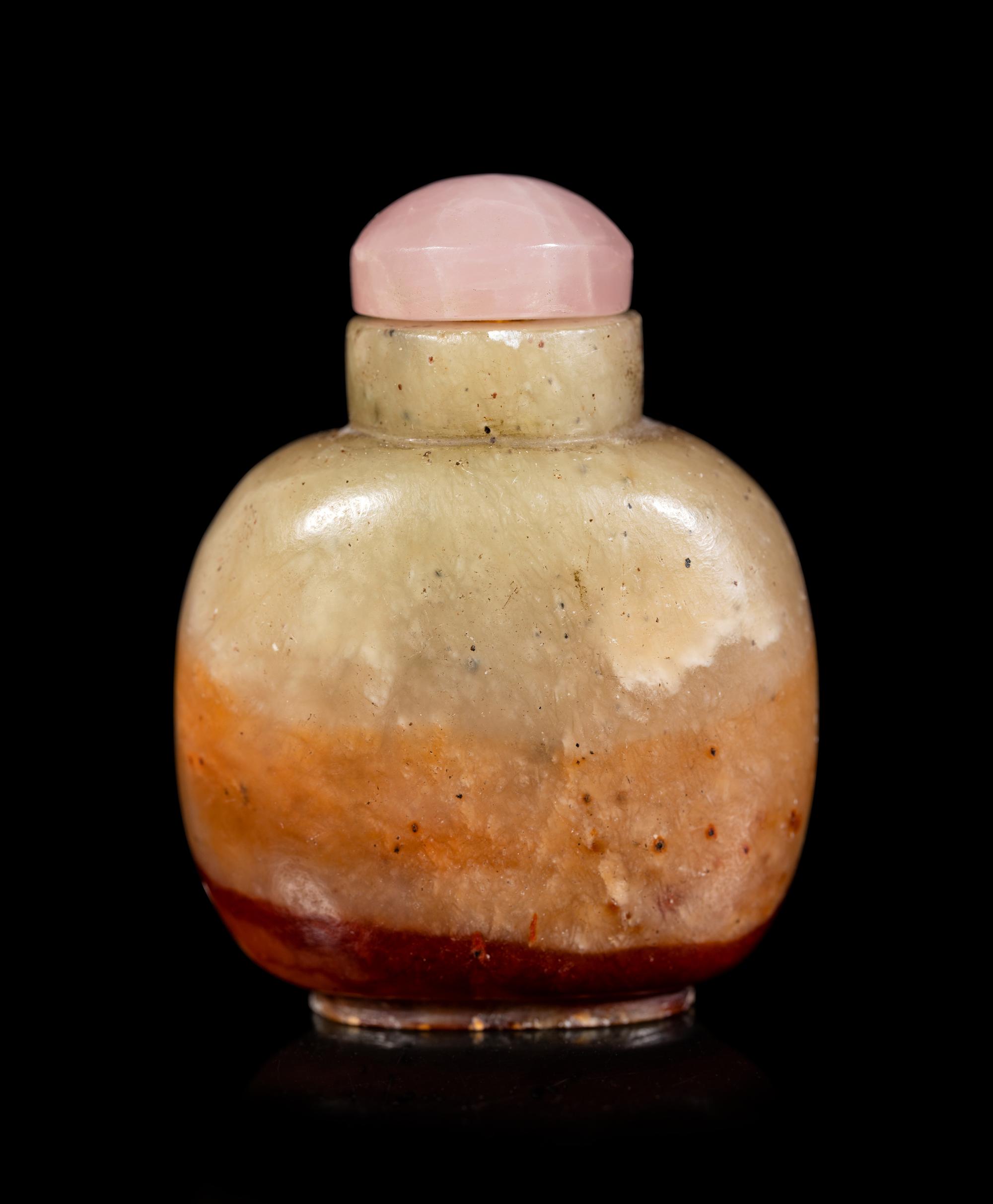Three Chinese Hardstone Snuff Bottles