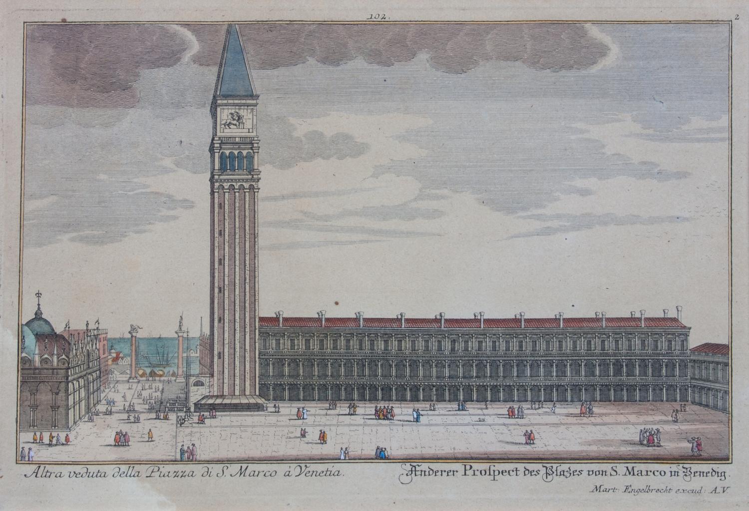 A Set of Four Hand-colored Engravings Each: 7 3/4 x 11 3/4 inches. — AFTER MARTIN ENGELBRECHT, (German, 1684-1756)