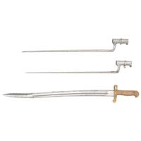 Two Spencer Rifle Socket Bayonets and a Sharps Rifle Saber Bayonet