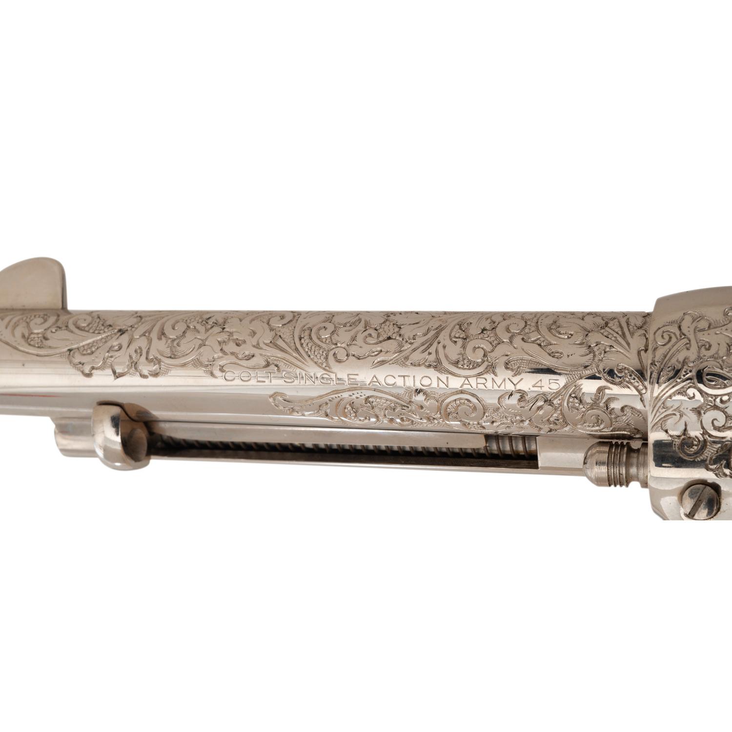 **Engraved 2nd Generation Colt Single Action Army Revolver with Mother of Pearl Grips in Factory Cardboard Box