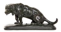 A French Bronze Animalier Figure, Antoine-Louis Barye (1796-1879), Width 11 3/4 inches.