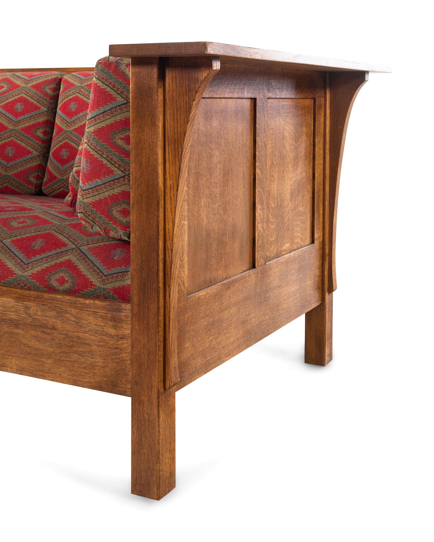 A Contemporary Stickley Arts and Crafts Style Oak Sofa