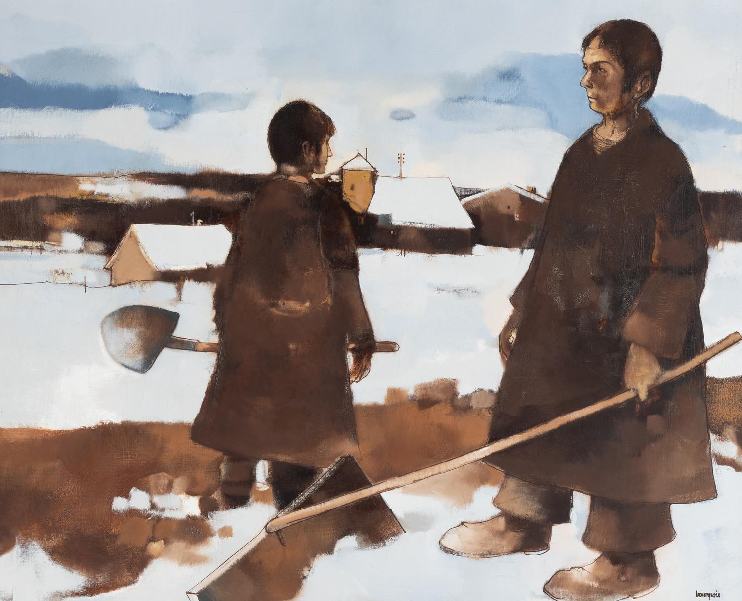 Jean Claude Bourgeois (French, 1932-2011) — Shovelling Snow
