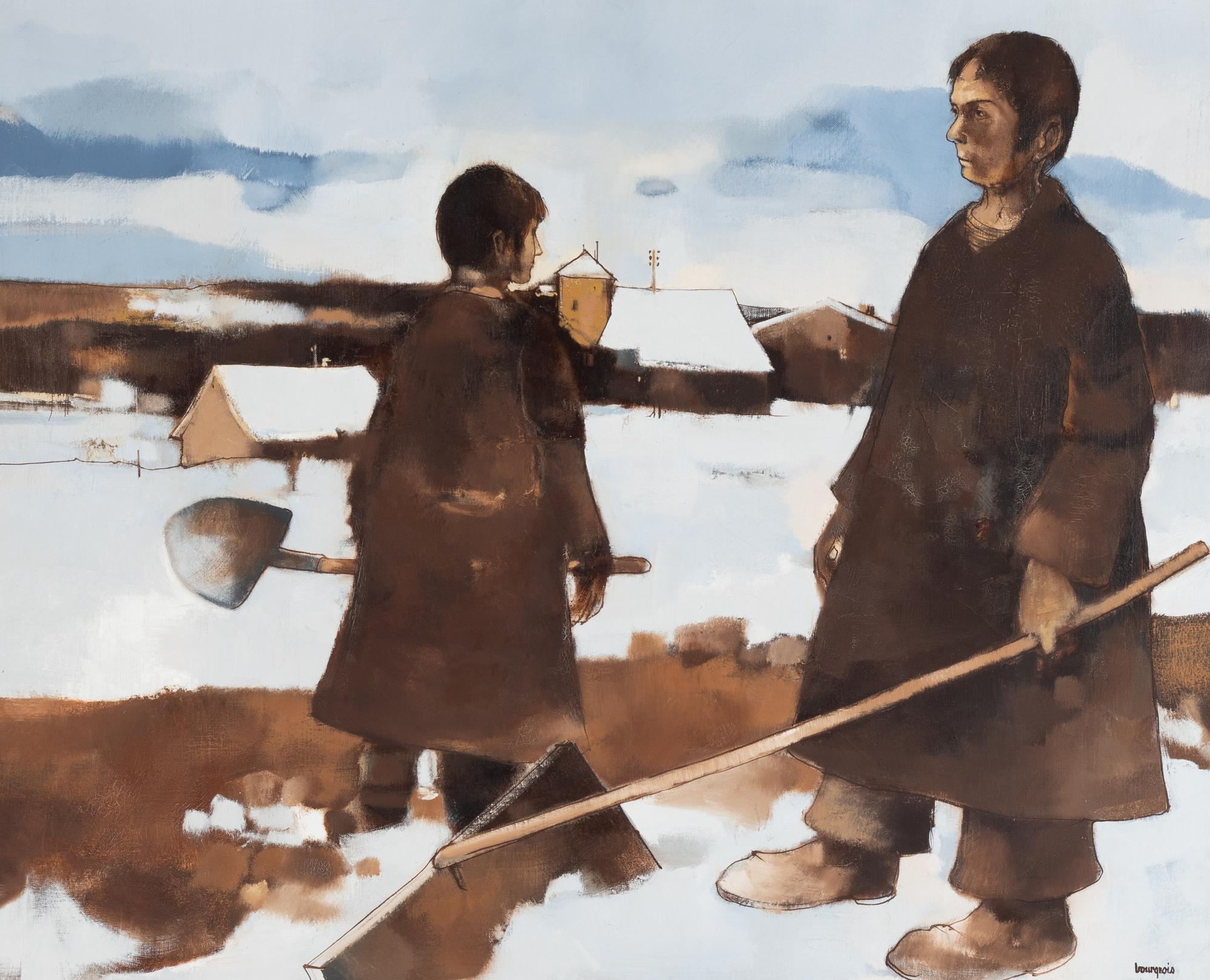 Jean Claude Bourgeois (French, 1932-2011) — Shovelling Snow