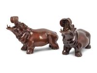 A Pair of Bronze Hippopotamus