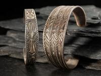 Pair of Navajo Stamped Silver Cuff Bracelets