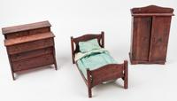 A Collection of American Doll Bedroom Furniture Height of tallest 11 1/4 inches.
