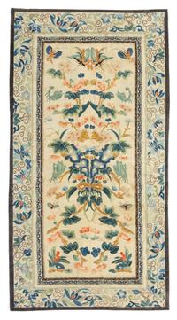 Eleven Chinese Embroidered Silk Panels Length of longest 31 inches. — LATE QING DYNASTY