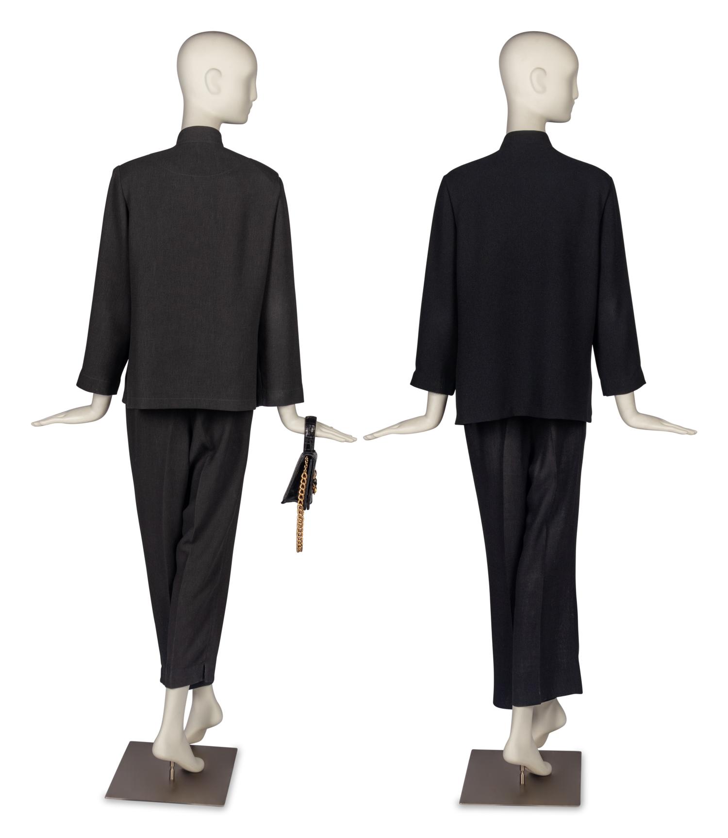 Two Emmelle Suits Accompanied by a Collection of Costume Jewelry and Caiman Handbag