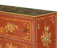 A Louis XVI Style Painted Pine Faux Marble-Top Commode