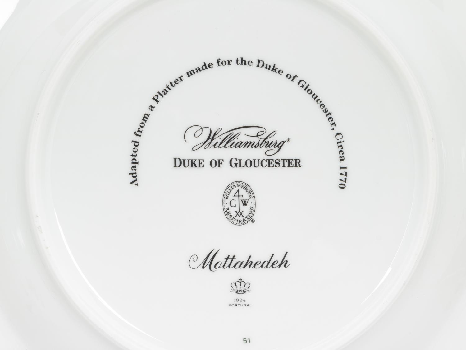 A Mottahedeh Duke of Gloucester Porcelain Dinner Service