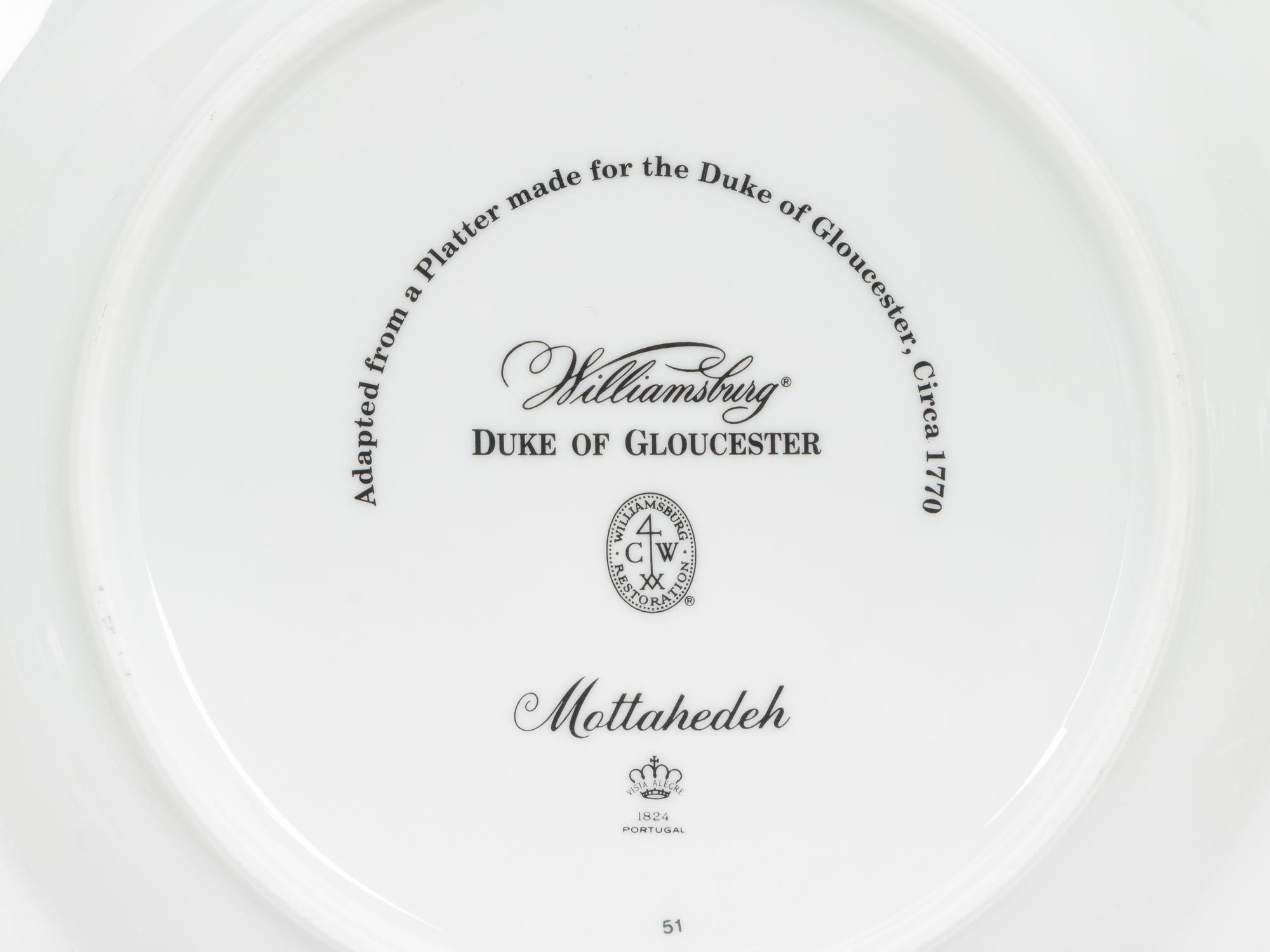 A Mottahedeh Duke of Gloucester Porcelain Dinner Service