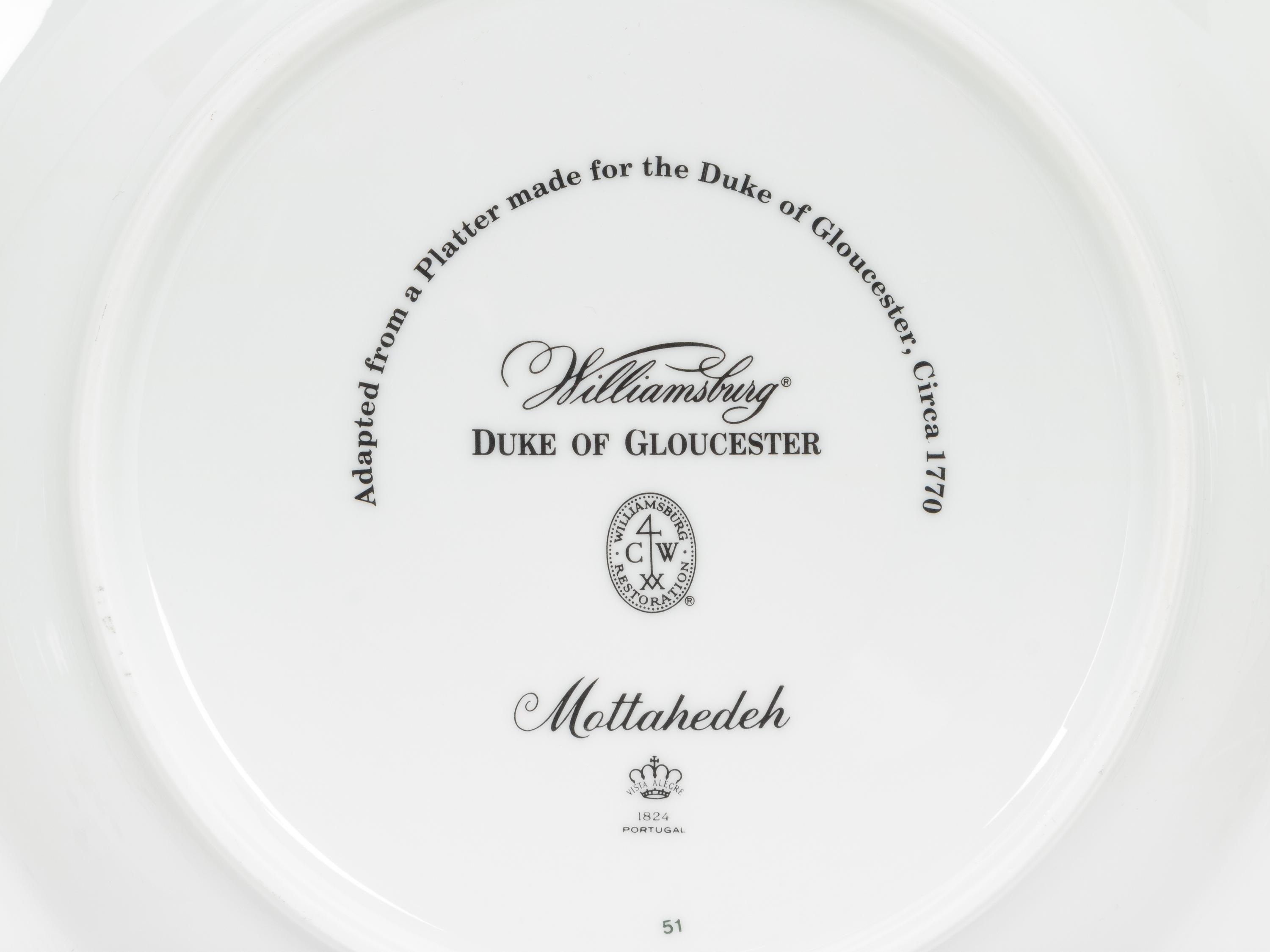 A Mottahedeh Duke of Gloucester Porcelain Dinner Service