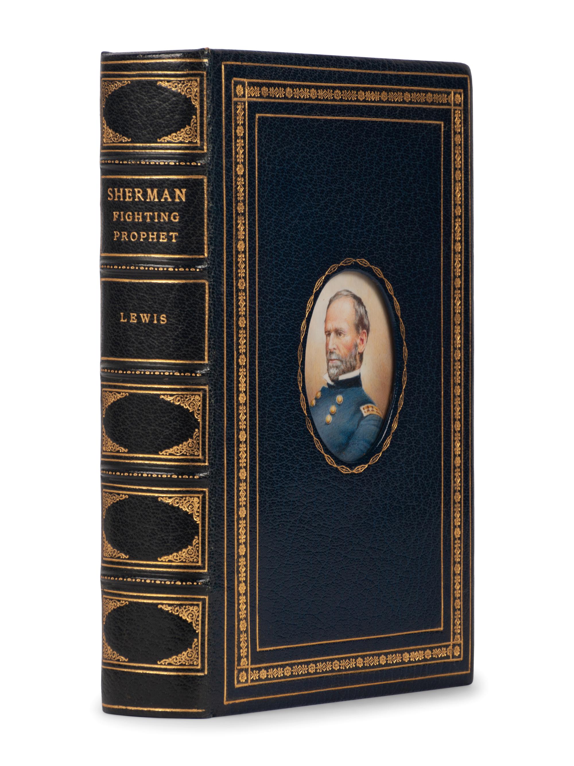 [FORE-EDGE PAINTING]. LEWIS, Lloyd (1891-1949). Sherman. Fighting Prophet. New York: Harcourt, Brace and Company, 1932.