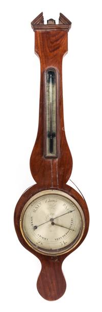 A Regency Mahogany Wheel Barometer Height 40 inches. — P. BORINI, BIRMINGHAM, FIRST QUARTER 19TH CENTURY