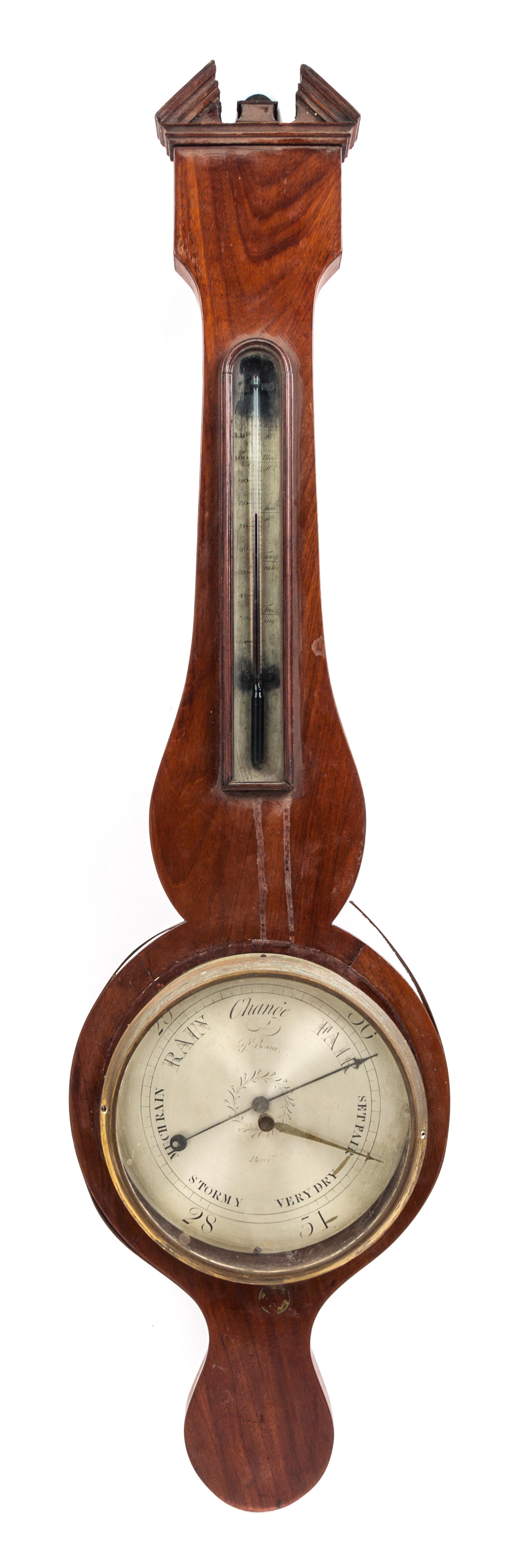 A Regency Mahogany Wheel Barometer Height 40 inches. — P. BORINI, BIRMINGHAM, FIRST QUARTER 19TH CENTURY