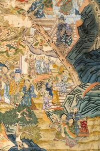 Two Large Chinese Kesi Woven Silk 'Immortal' Panels