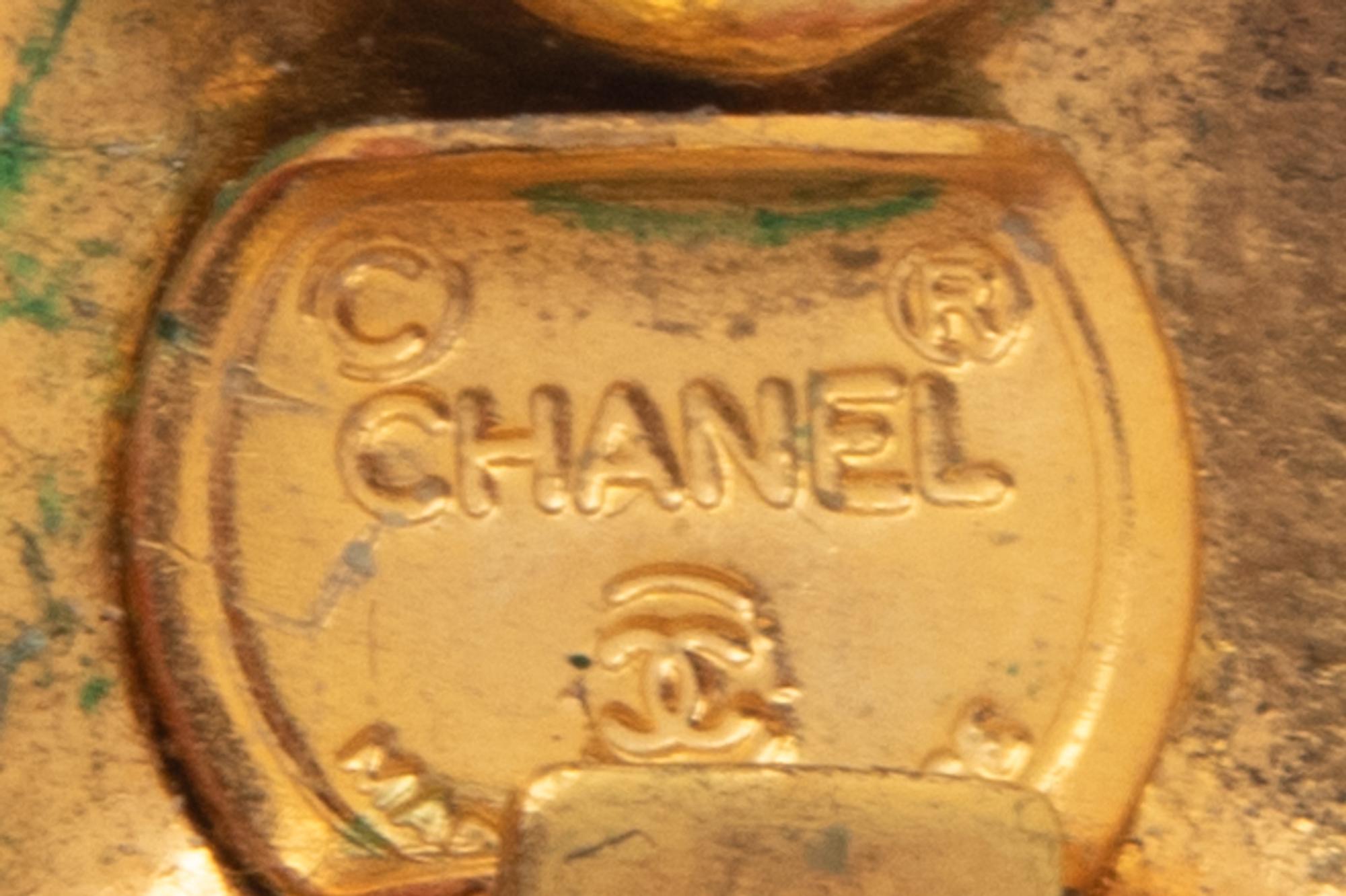 Chanel Gold-Tone Quilted Ear Clips with Rhinestones