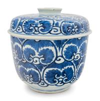 A Large Blue and White Porcelain Covered Bowl