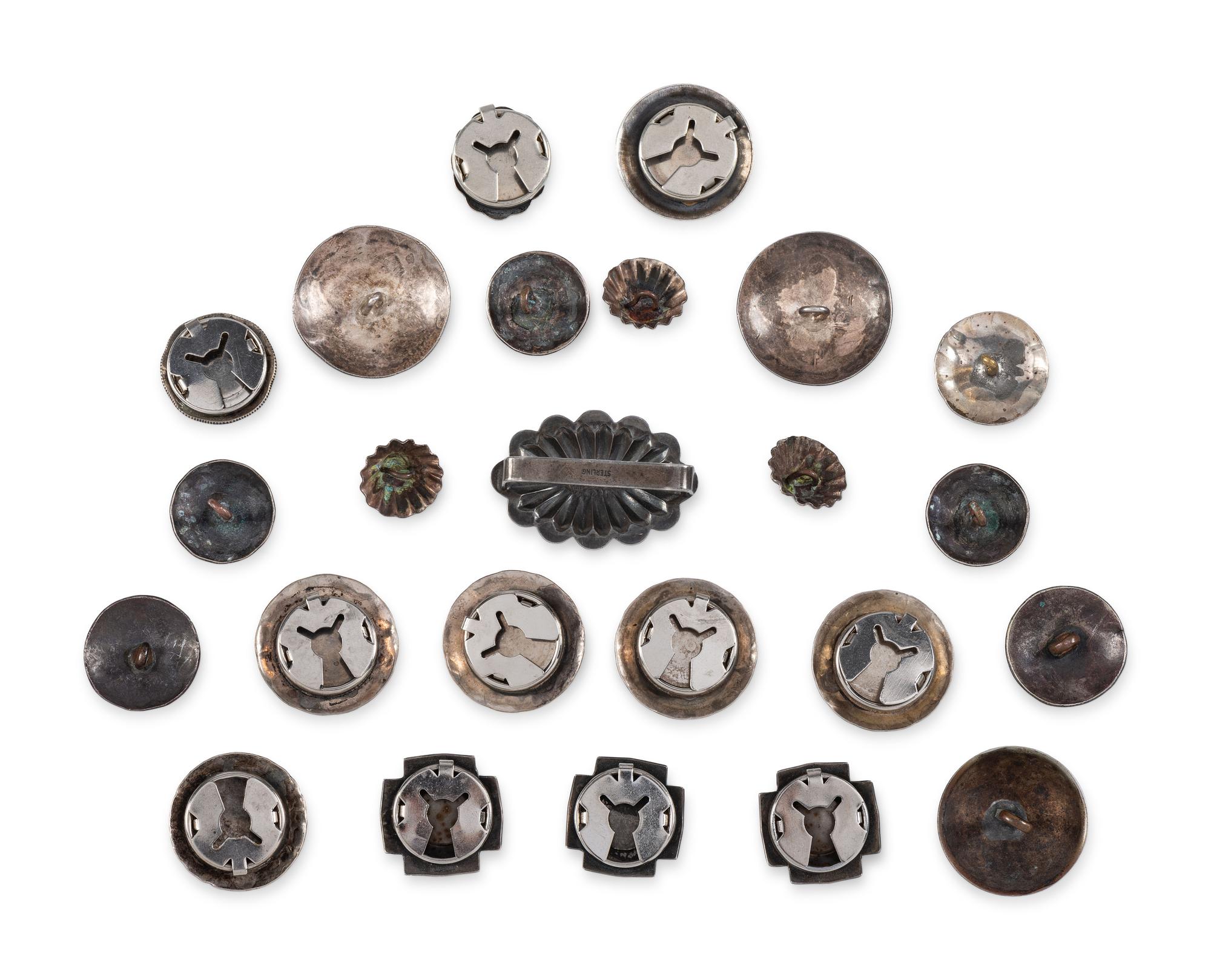 Navajo Silver Buttons and Button Covers, PLUS