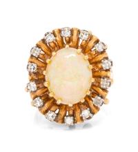 A 14 Karat Yellow Gold, Opal and Diamond Ring,