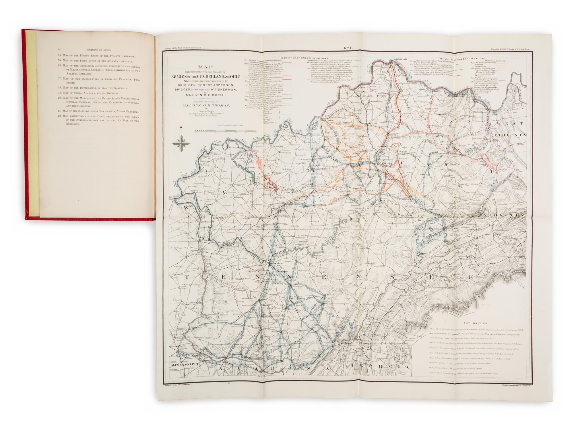 VAN HORNE, Thomas B. (d. 1895). History of the Army of the Cumberland. Cincinnati: Robert Clarke & Co., 1875.