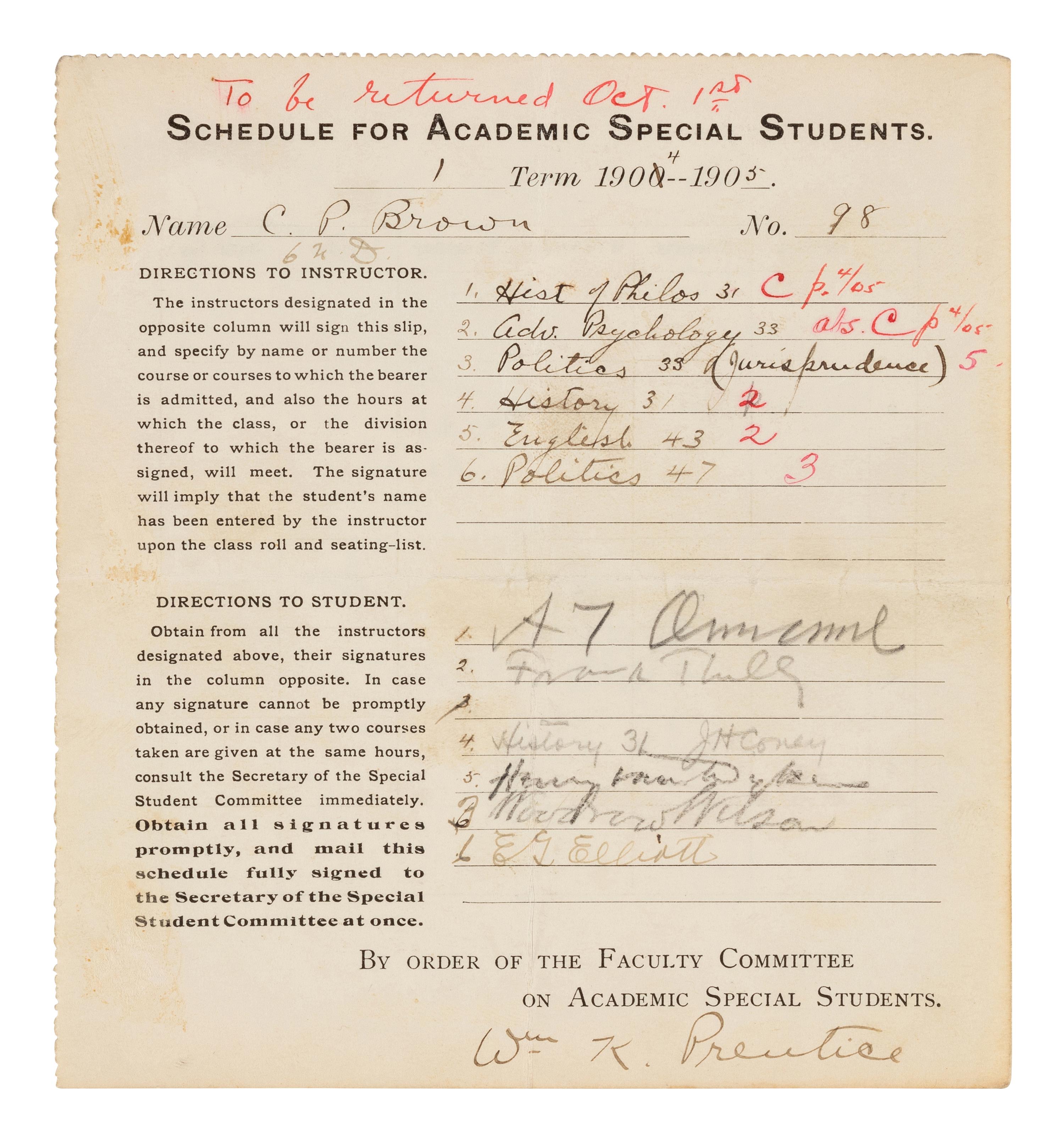 WILSON, Woodrow (1856-1924). A document signed and a group of 7 works, including: