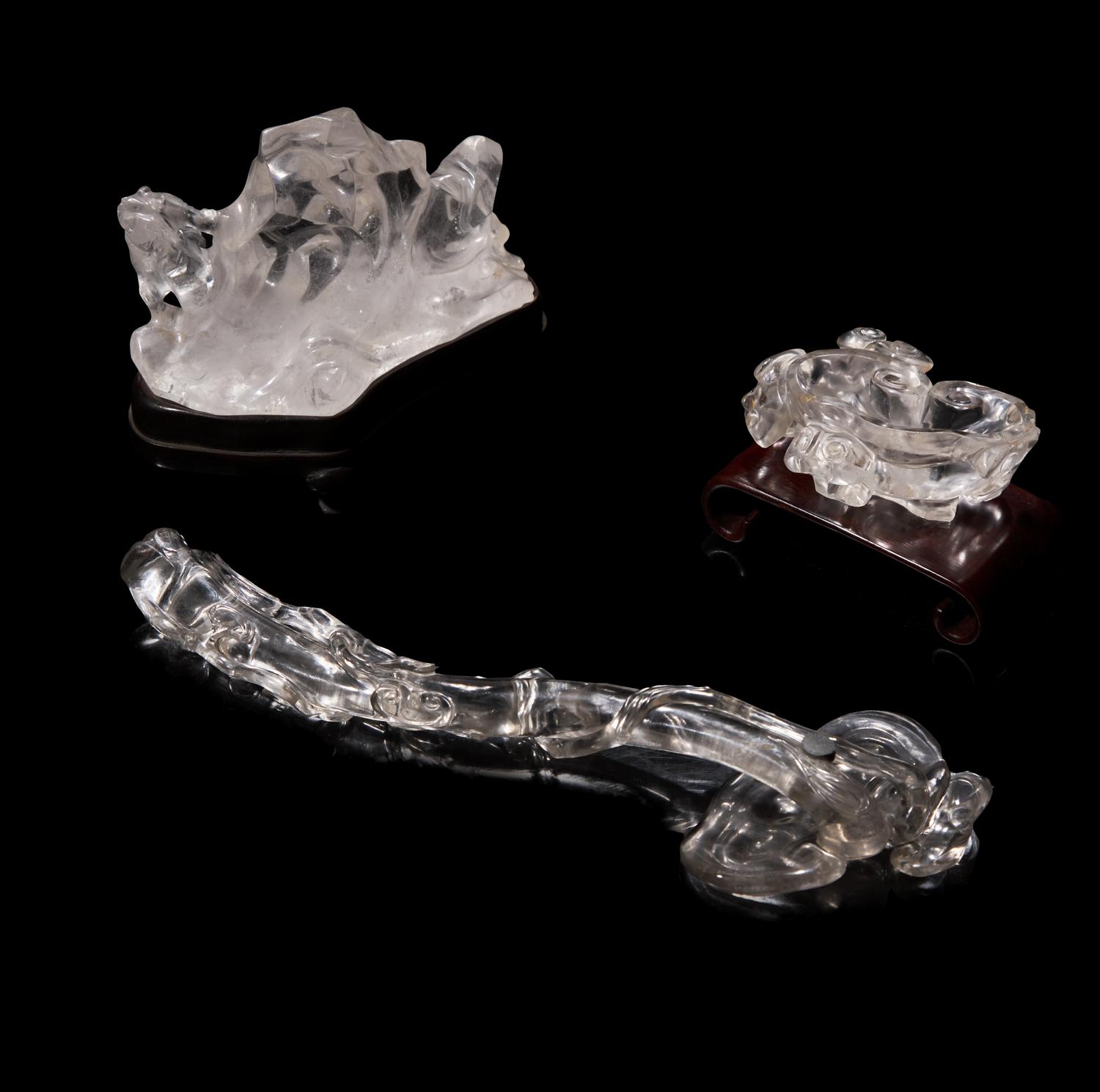 Three Chinese Rock Crystal Scholar's Objects, 19th-20th Century 晚清-民國 水晶文房三件