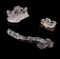 Three Chinese Rock Crystal Scholar's Objects, 19th-20th Century 晚清-民國 水晶文房三件