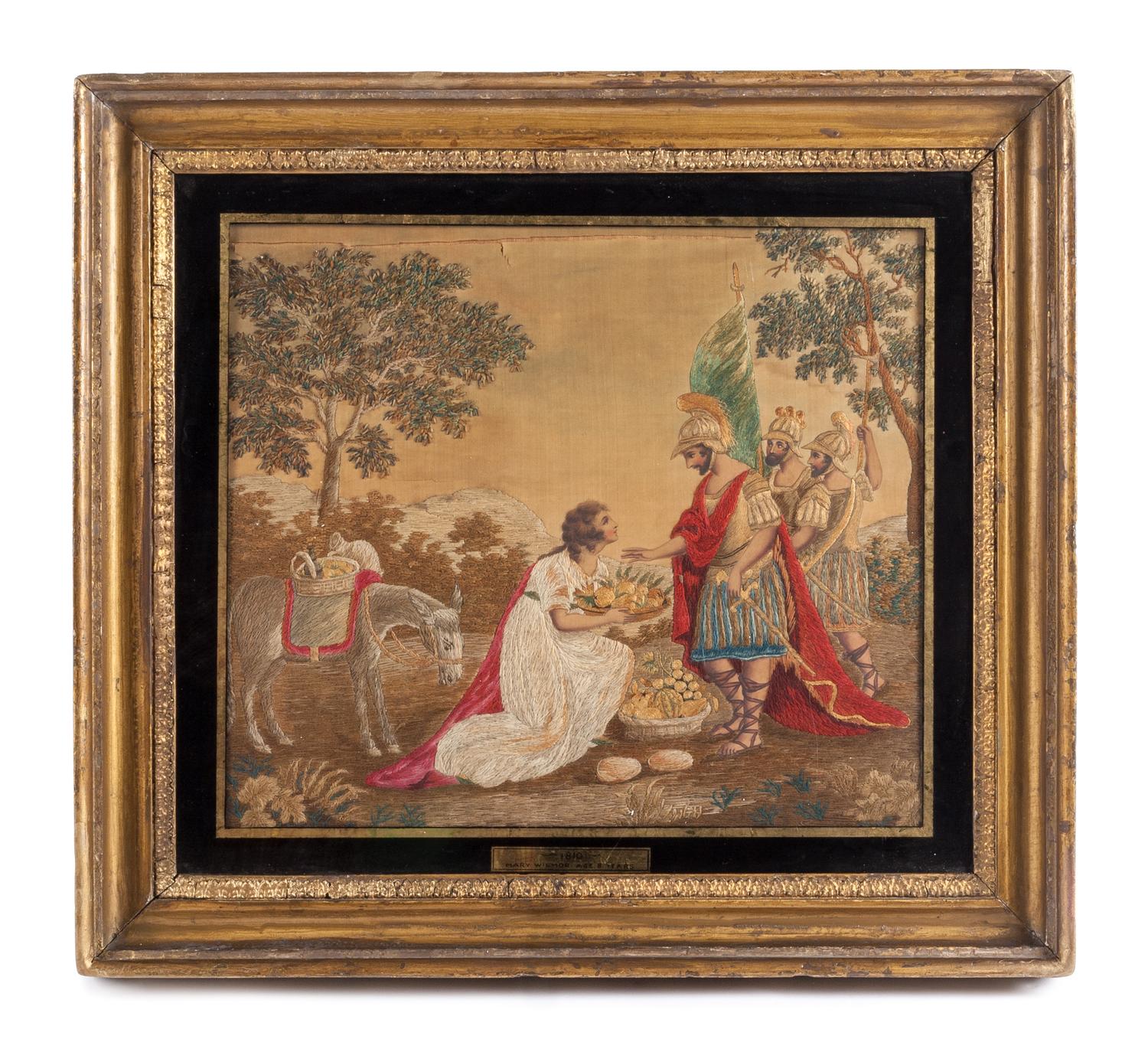 An English Needlework Picture Frame: 14 3/4 x 17 1/4 inches. — EARLY 19TH CENTURY