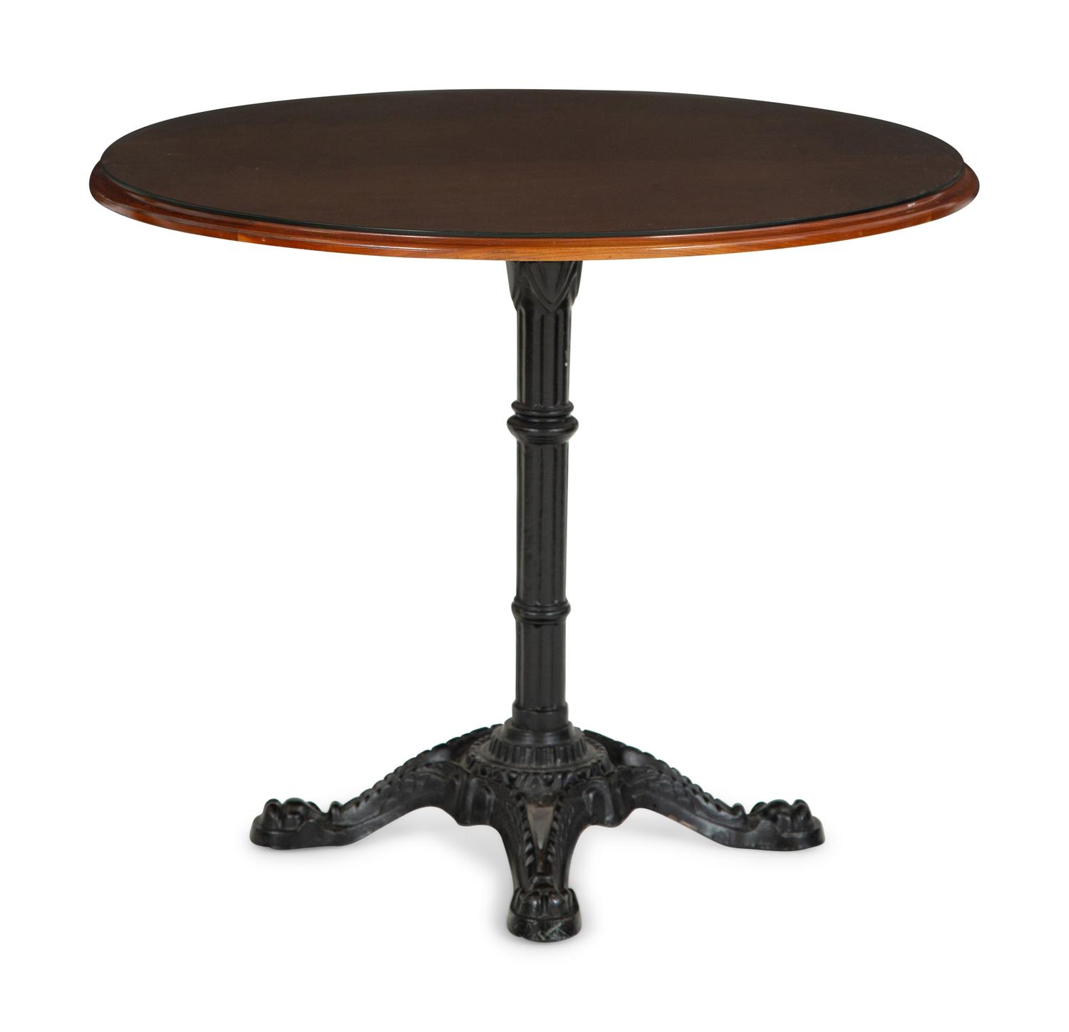 A Victorian Bistro Table with Iron Base and Cherry Top