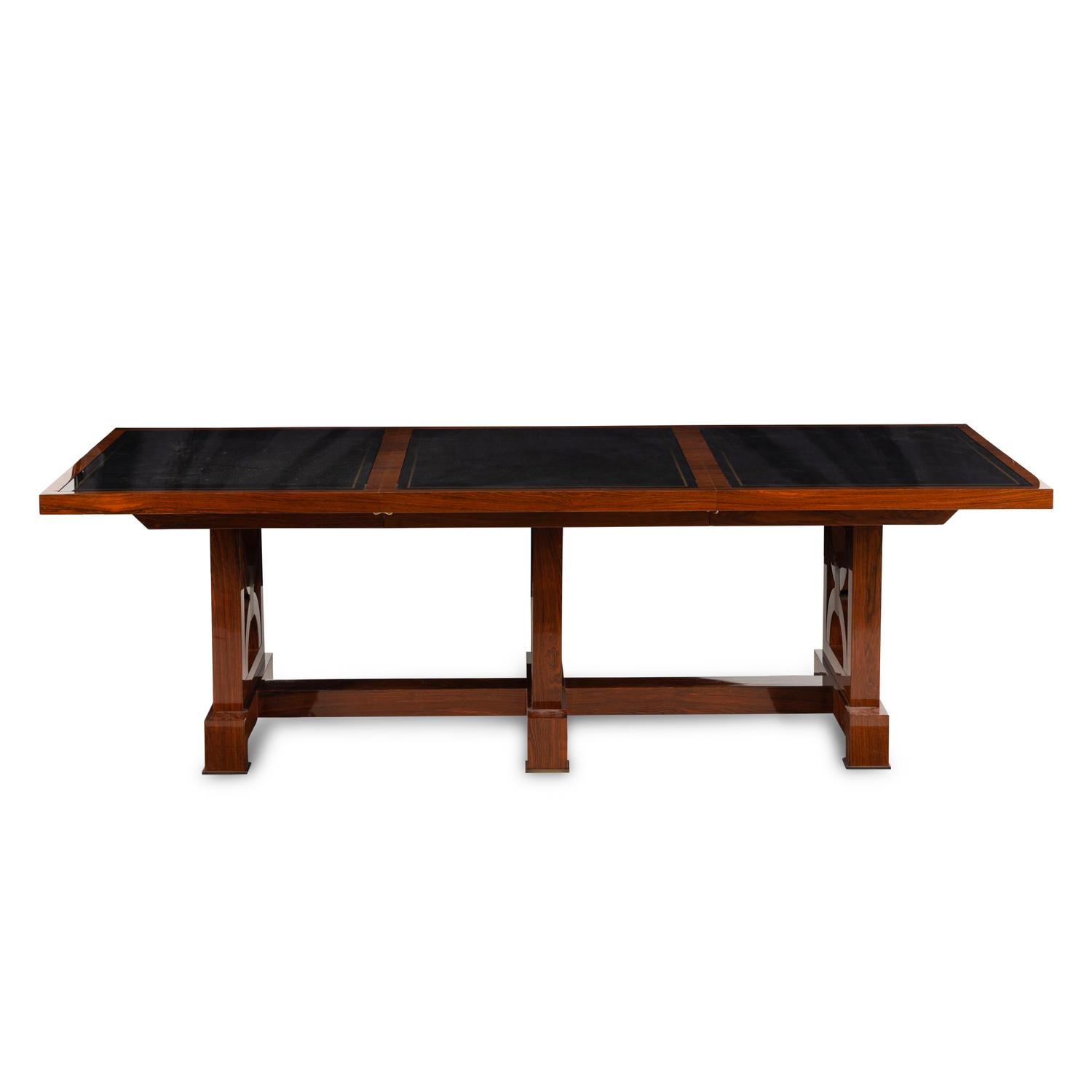 A Custom Rosewood and Églomisé-Top Extending Dining Table
