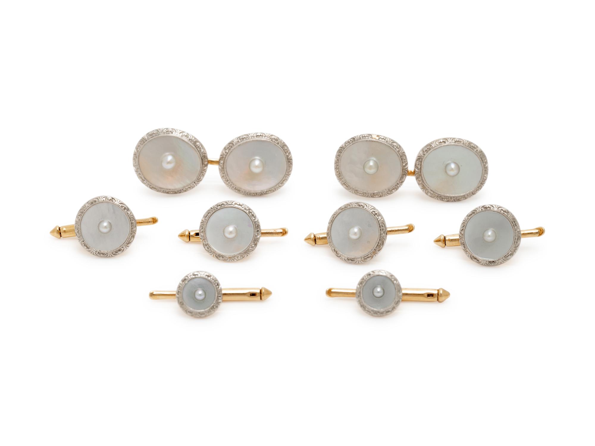 LARTER & SONS, MOTHER-OF-PEARL AND SEED PEARL DRESS SET
