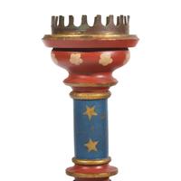 A Pair of Paint-Decorated and Parcel-Gilt Turned Candlesticks