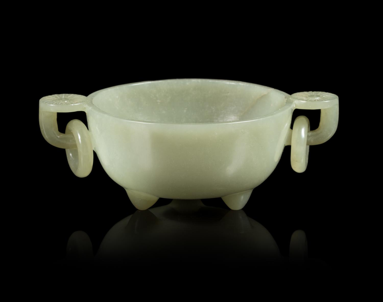 A Chinese Celadon Jade Double Handled Cup