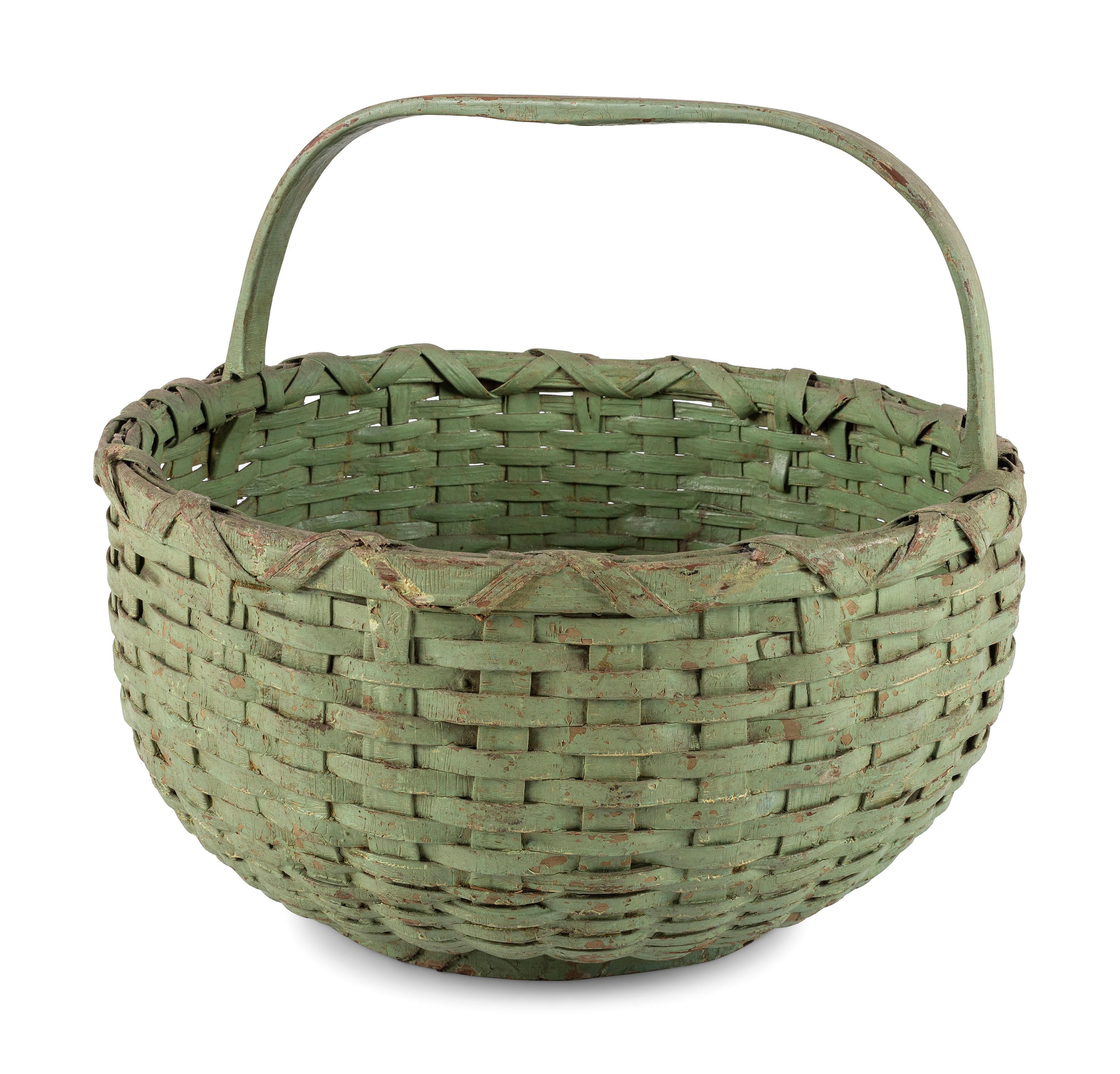 A Woven Basket in Old Green Paint