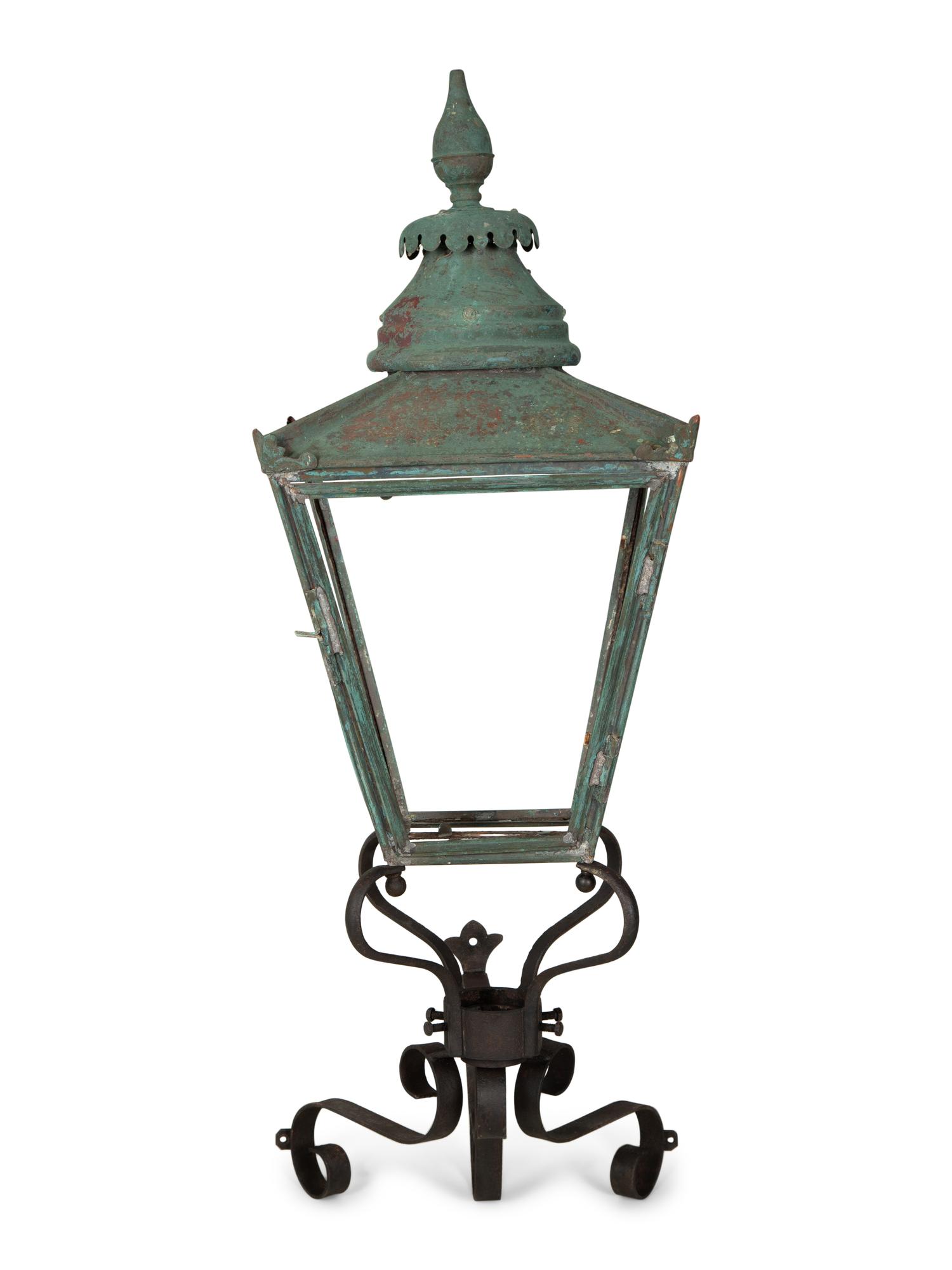 A Pair of Large Copper and Iron Wall Lanterns — Late 19th Century