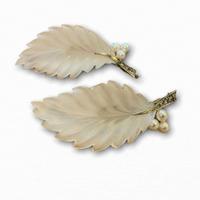 Set of Two 14K White Gold and Rock Crystal Brooches