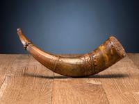 Great Lakes Carved Powder Horn, with Measure