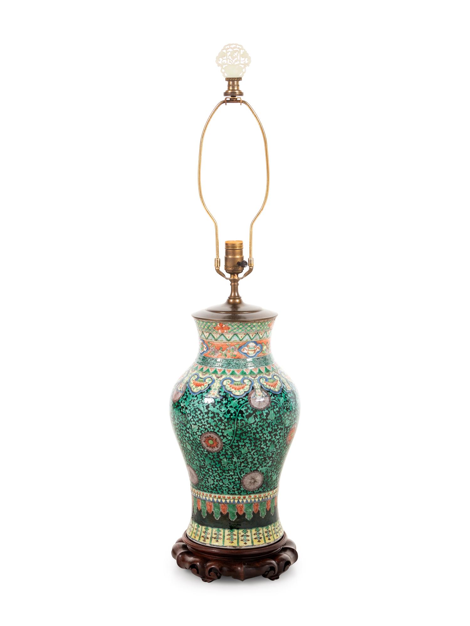 A Chinese Export Famille Noir Porcelain Vase