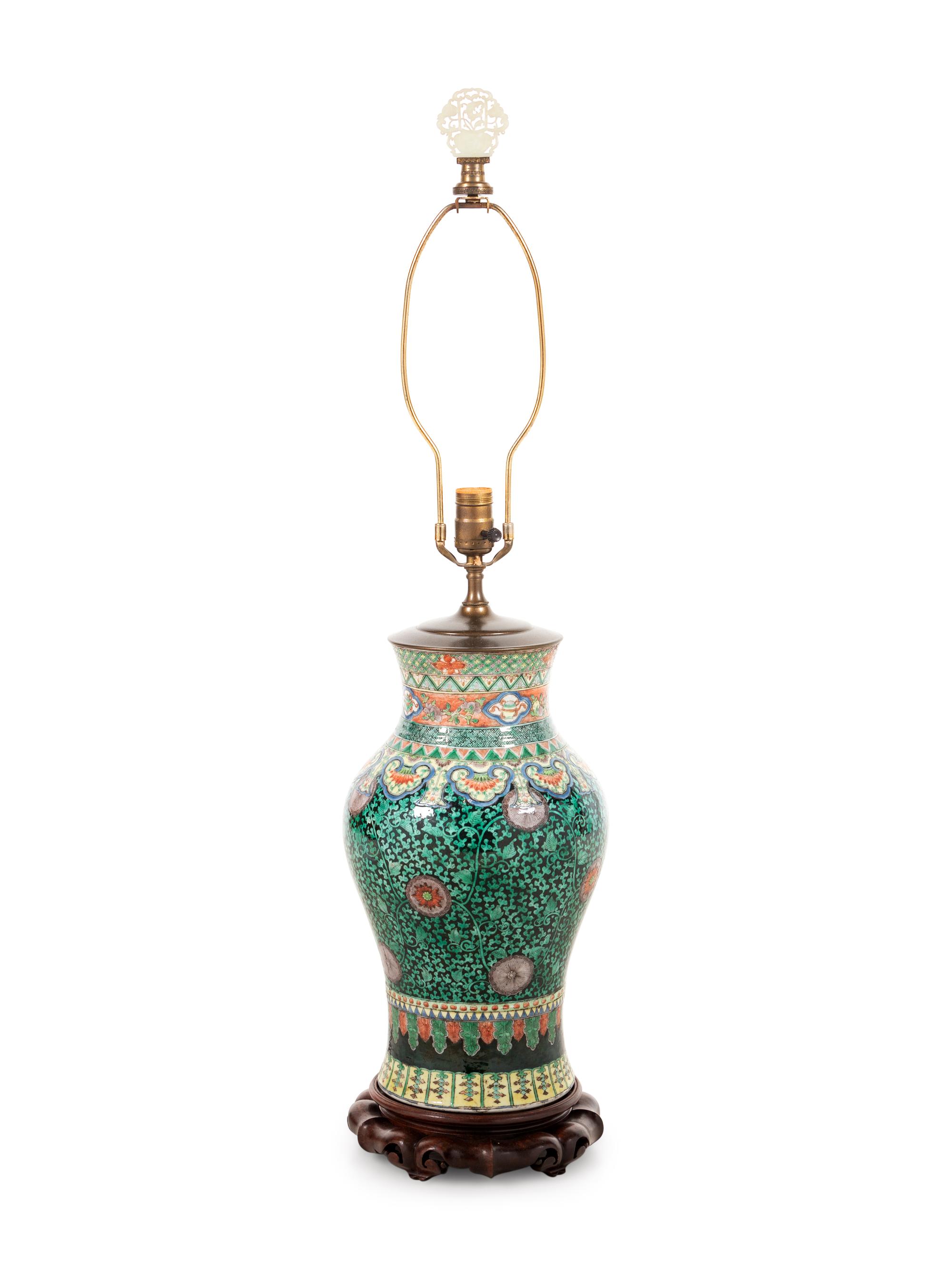 A Chinese Export Famille Noir Porcelain Vase