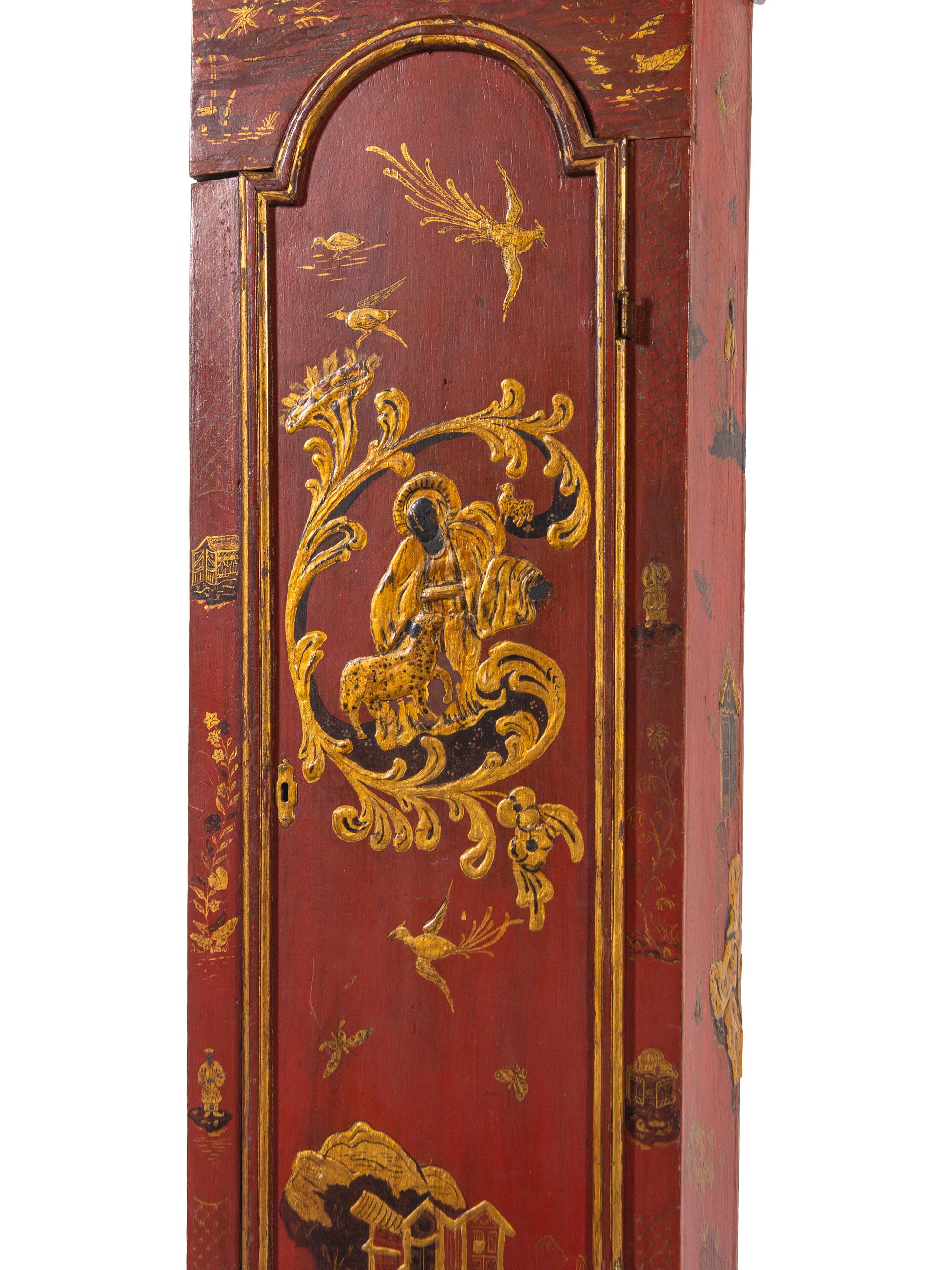 A George III Lacquered Tall Case Clock