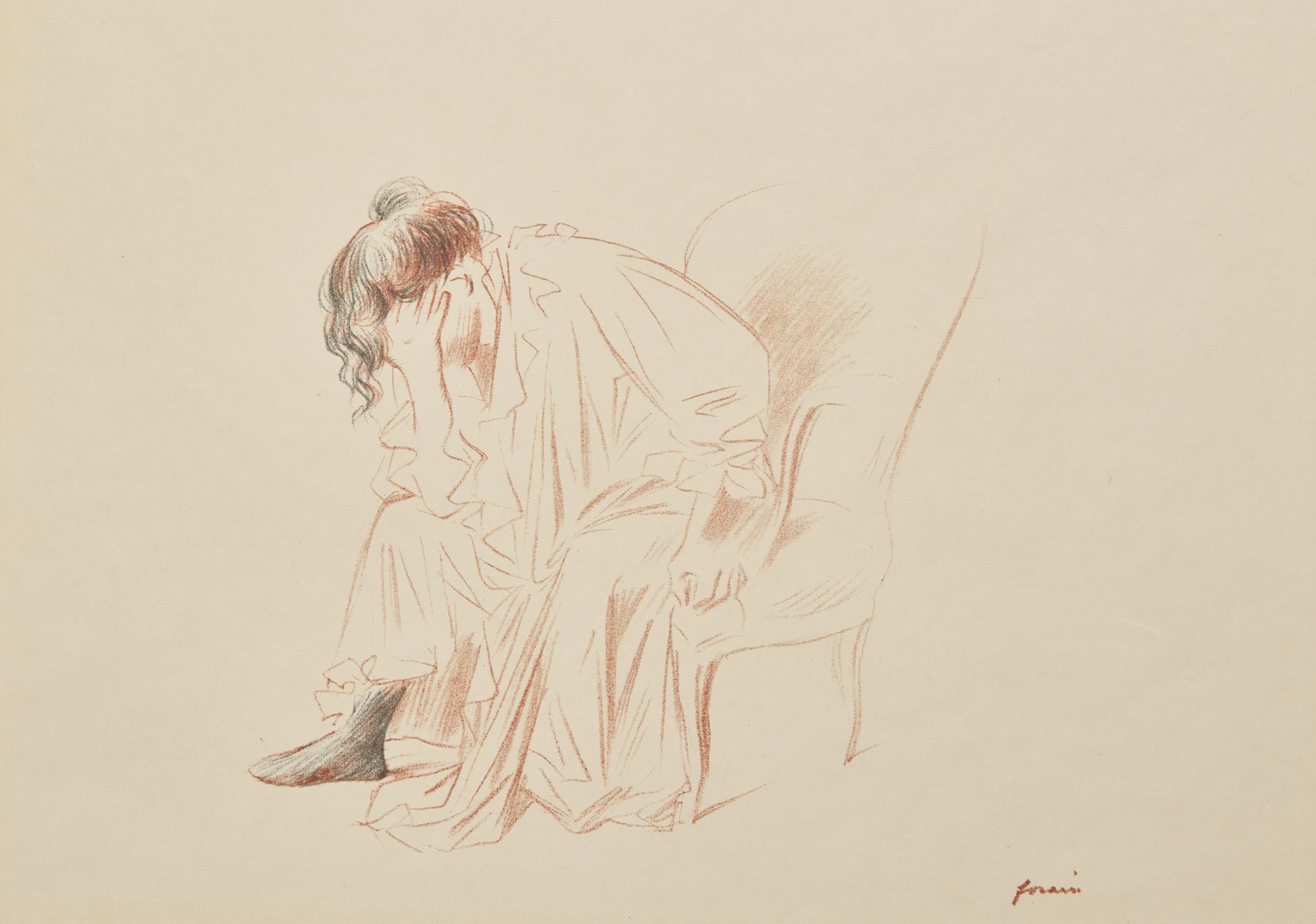 Jean-Louis Forain (French, 1852-1931) — Femme Assise, La Tête dans la Main Droite, 1867