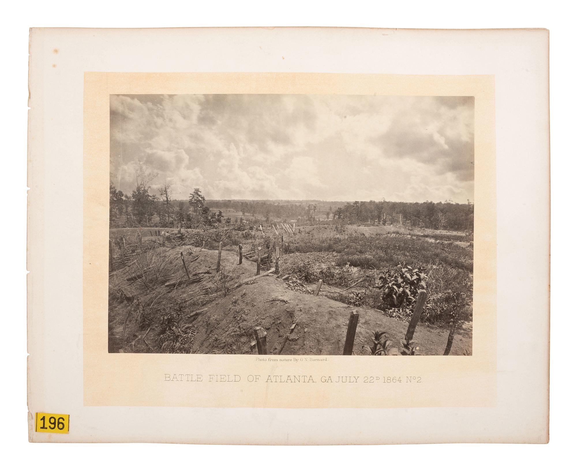 [CIVIL WAR]. BARNARD, George N. (1819-1902). Battle Field of Atlanta, GA July 22d 1864 . No. 2.
